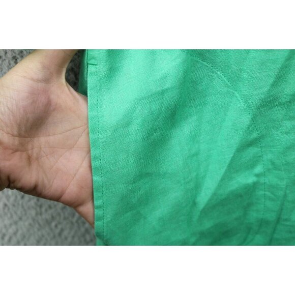 J. Jill Love Linen 3/4 Sleeve Button-Up Tunic-Green-100% Linen-Pockets-Small - Picture 5 of 10